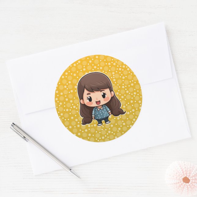 Cute little girl sticker (Envelope)