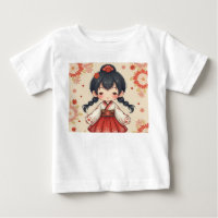 Cute little girl wearing traditional Korean clothi