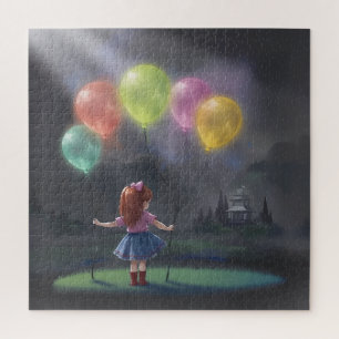 Cute Little Girl with Balloons Jigsaw Puzzle