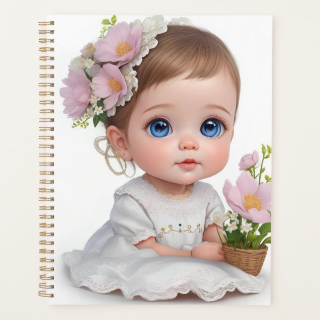Cute Little Girl With Blue Eyes Planner (Front)