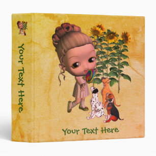 Cute Little Girl With Puppies Personalized Binder