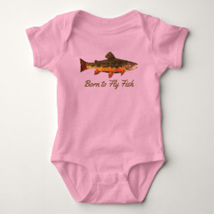 Cute Little Girl's "Born to Fly Fish" Baby Bodysuit