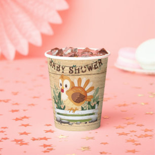 Cute Little Gobble Turkey Baby Shower Paper Cups