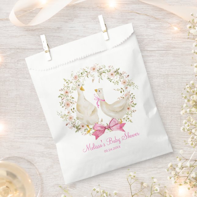 Cute Little Goose Wildflower Baby Shower Favour Bag (Clipped)