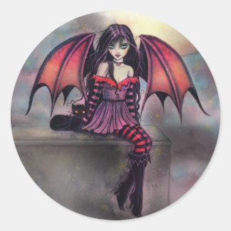 Cute Little Gothic Vampire and Cat Stickers