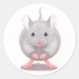 Cute Little Gray Mouse Classic Round Sticker