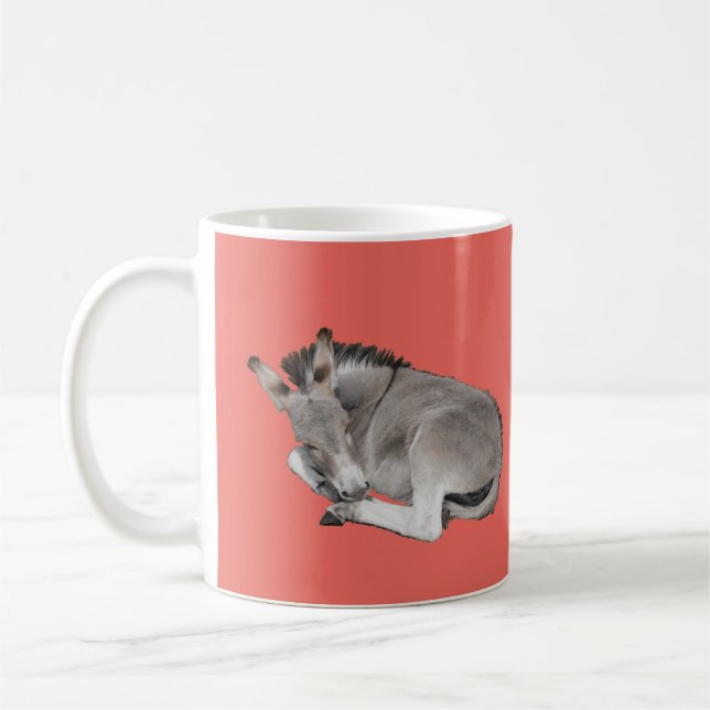 Cute Little Gray Sleeping Donkey Foals Coffee Mug (Left)