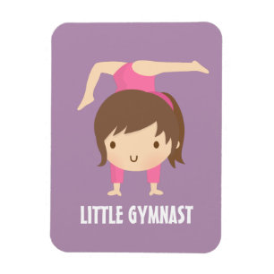 Cute Little Gymnast Girl Gymnastics Pose Magnet