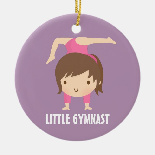 Cute Little Gymnast Girl Gymnastics Room Decor Ceramic Ornament (Front)