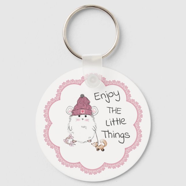 Cute Little Hamster "Enjoy The Little Things" Keychain (Front)