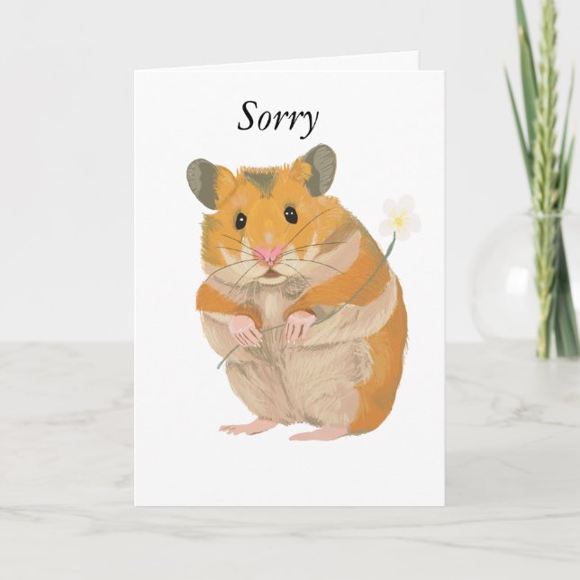 Cute little Hamster holding a flower Card (Front)