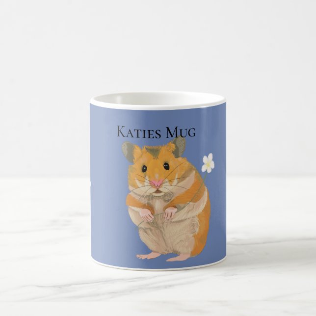 Cute little Hamster holding a flower Coffee Mug (Center)
