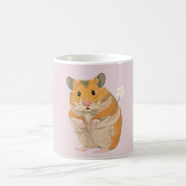 Cute little Hamster holding a flower Coffee Mug (Center)