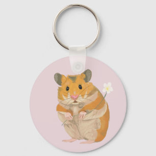 Cute little Hamster holding a flower Keychain