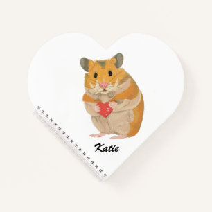 Cute little Hamster holding a heart editable   Notebook