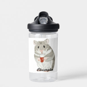 Cute little Hamster holding a heart editable   Water Bottle