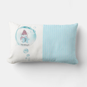 Cute Little Hamster Monogram Name Lumbar Pillow