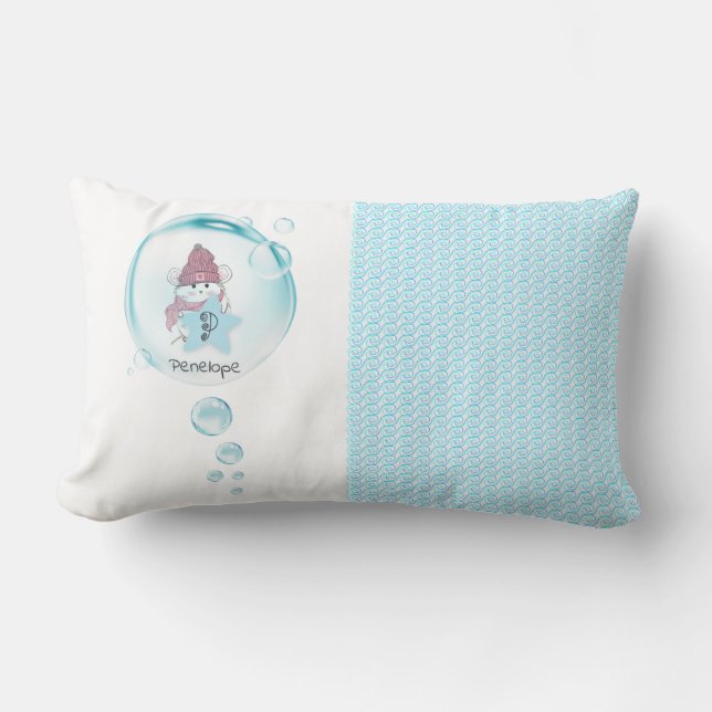 Cute Little Hamster Monogram Name Lumbar Pillow (Front)