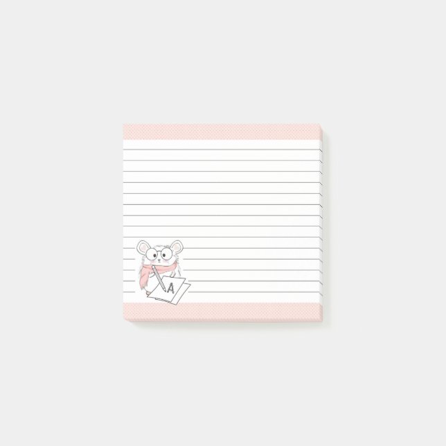 Cute Little Hamster Monogram Pink Notes (Front)
