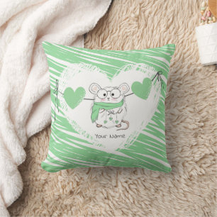 Cute Little Hamster Name Green Throw Pillow