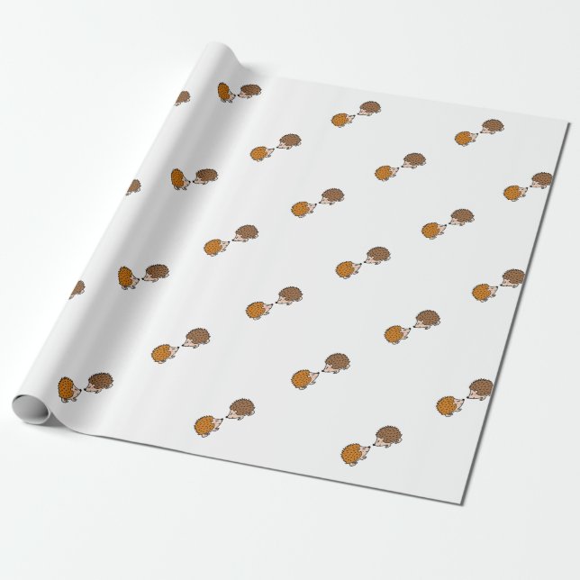 Cute little hand drawn hedgehogs in love wrapping paper (Unrolled)