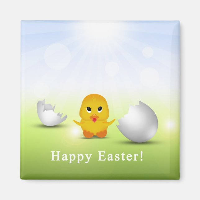 Cute Little Happy Easter Baby Chick Magnet (Front)