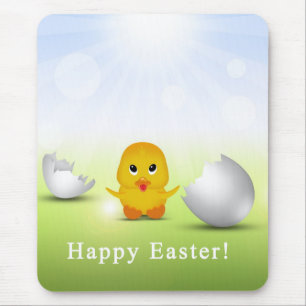 Cute Little Happy Easter Baby Chick Mouse Pad