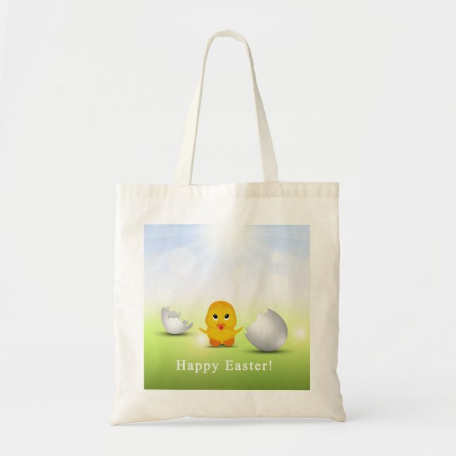 Cute Little Happy Easter Baby Chick Tote Bag (Front)