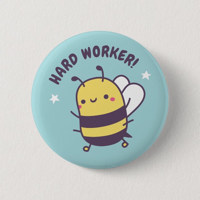 Cute Little Hard Worker Bee 2 Inch Round Button (Front)