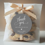 Cute Little Heart Modern Wedding Thank You Gifts Classic Round Sticker<br><div class="desc">Modern Wedding Minimalist Thank You Gifts Classic favour Round Sticker,  in classy script,  cute little heart,  with bride and groom name and wedding date,  in dark grey theme.</div>