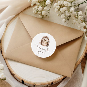 Cute Little Hedgehog Baby Shower Thank You Classic Round Sticker