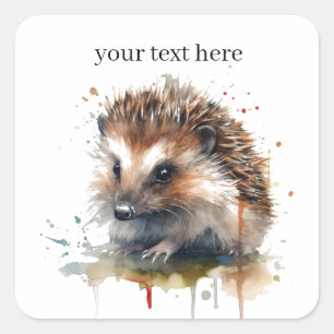 Cute little hedgehog customizable square sticker