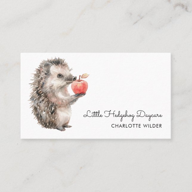 Cute Little Hedgehog Daycare Business Card (Front)
