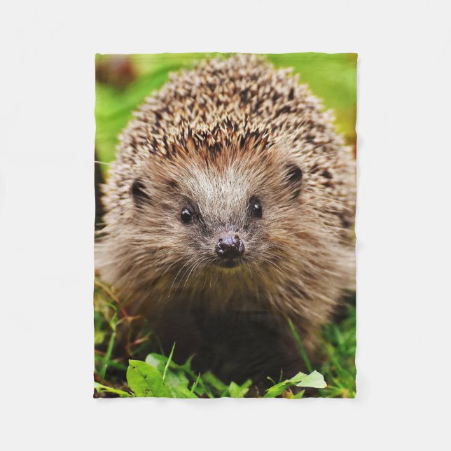 Cute Little Hedgehog in the Forest Fleece Blanket (Front)