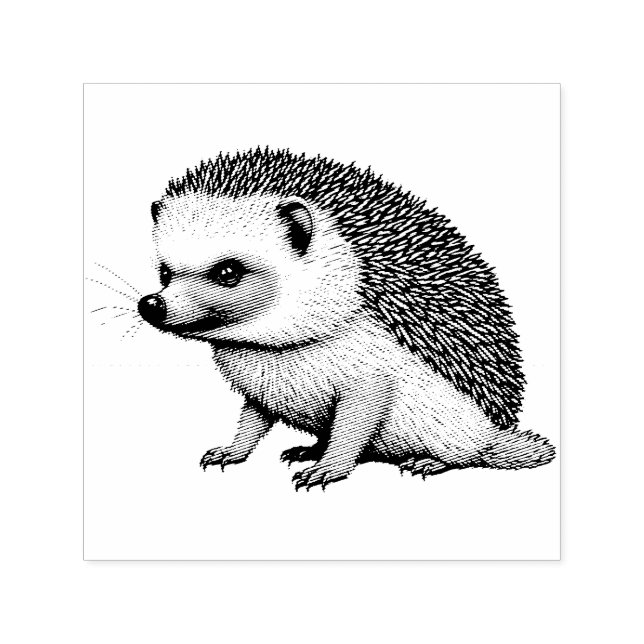 Cute Little Hedgehog Portrait  Self-inking Stamp (Design)