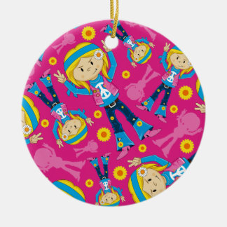 Cute Little Hippie Girl Ceramic Ornament