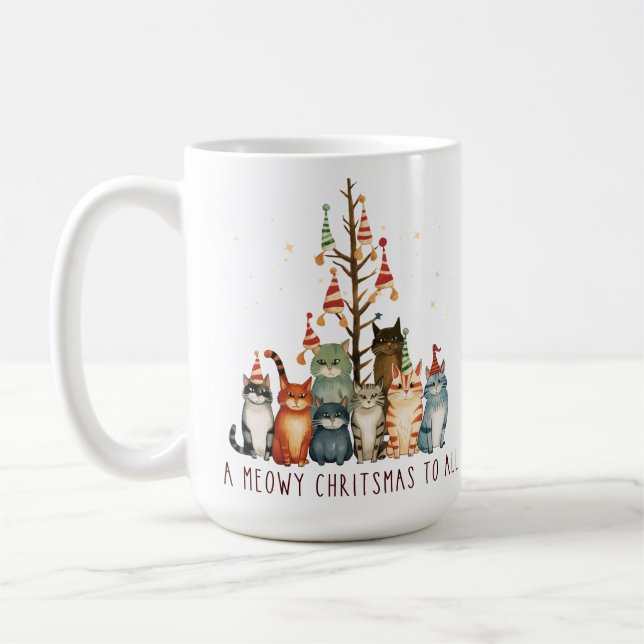 CUTE LITTLE HOLIDAY CHRISTMAS KITTY CATS COFFEE MUG (Left)