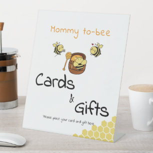 Cute Little Honeybee & Sweet Honey Cards & Gifts Pedestal Sign