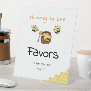 Cute Little Honeybee With Sweet Honey Favors Pedestal Sign