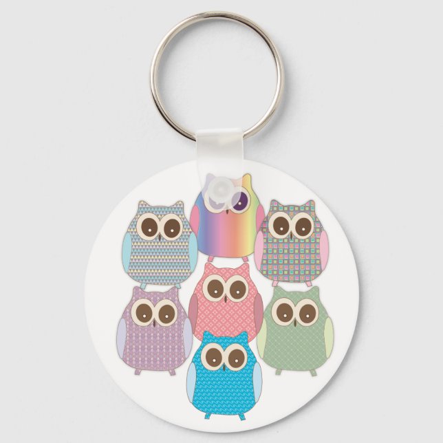 Cute Little Hoot Owls Assorted Colours Keychain (Front)