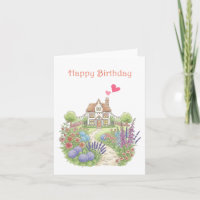 Cute Little House with Floral Garden Birthday 