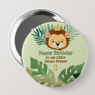 Cute Little Jungle Lion Birthday 4 Inch Round Button