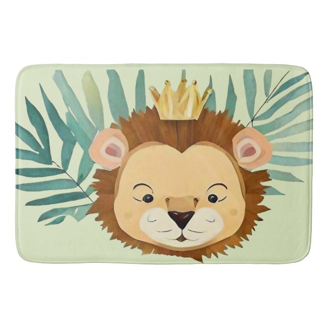 Cute Little Jungle Lion Birthday Bath Mat (Front)