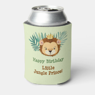 Cute Little Jungle Lion Birthday Can Cooler