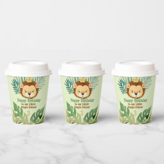 Cute Little Jungle Lion Birthday Paper Cups