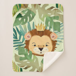 Cute Little Jungle Lion Birthday Sherpa Blanket