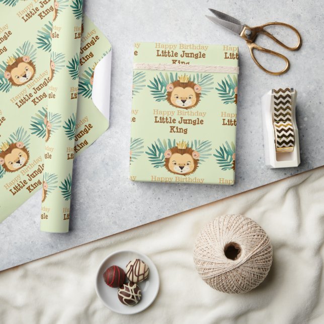 Cute Little Jungle Lion Birthday Wrapping Paper (Crafts)