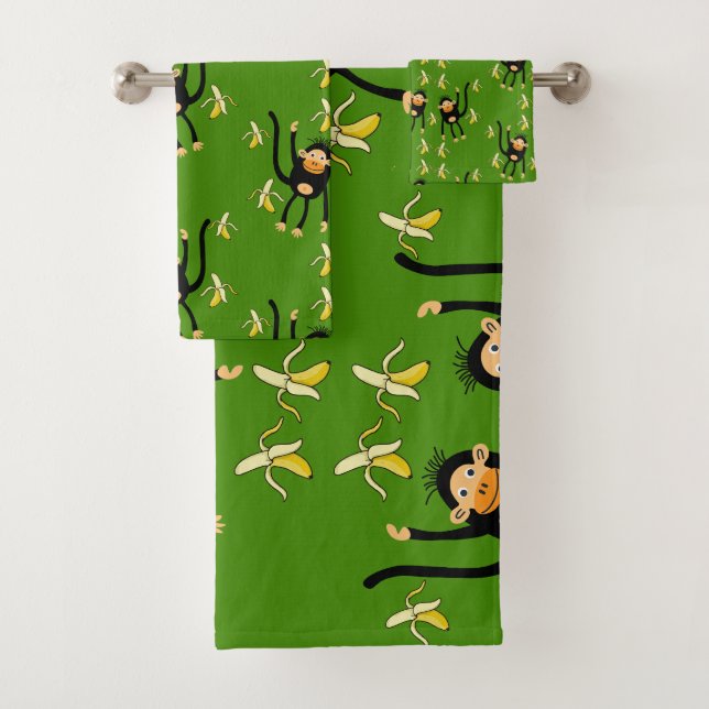 Cute Little Kid Monkey Bath Towel Set (Insitu)