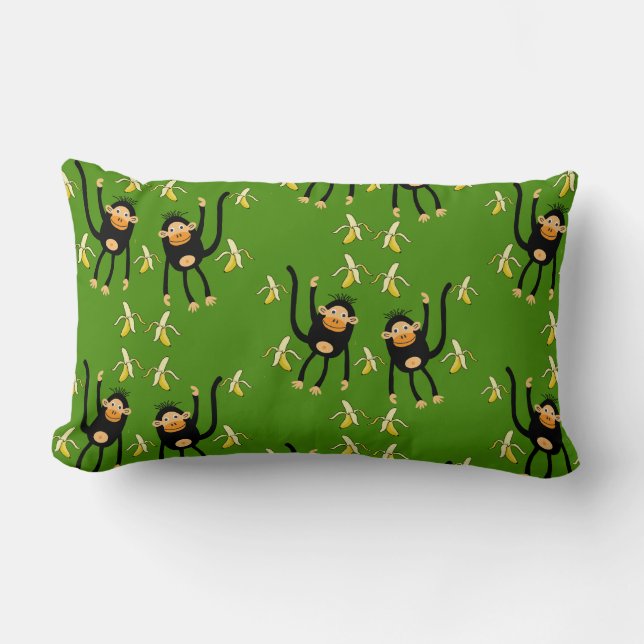 Cute Little Kid Monkey Lumbar Pillow (Front)