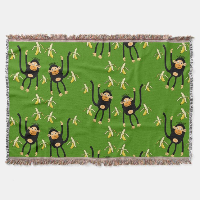 Cute Little Kid Monkey Throw Blanket (Front)